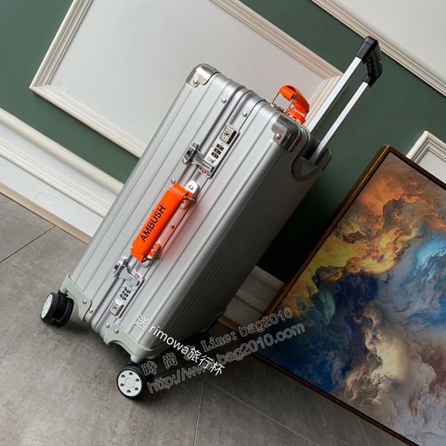 Rimowa拉杆箱 66654 Rimowa x AMBUSH 全鋁鎂合金 全新亮橘色手柄 日默瓦拉箱 行李箱xzx1159